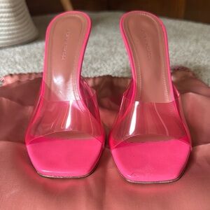 Amina Muaddi Pink Mules with Sleek Design